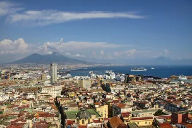 Aerial view of the the Port of Naples (Capri), Italy