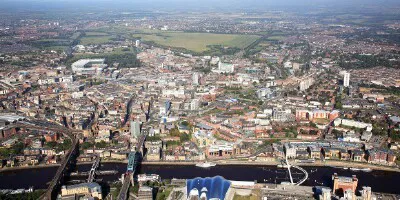 Aerial view of the Port of Newcastle-upon-Tyne, England