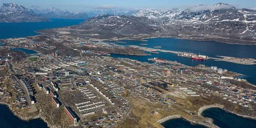 Aerial view of the the Port of Nuuk, Greenland