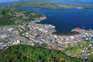 Aerial view of the Port of Oban, Scotland