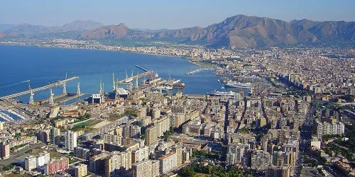 Aerial view of the the Port of Palermo, Sicily, Italy