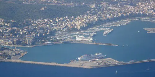 Aerial view of the the Port of Palma de Mallorca, Spain