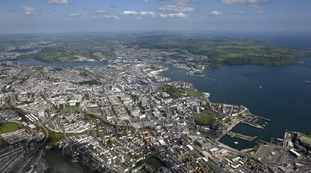 Aerial view of the the Port of Plymouth, England