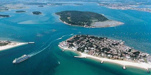 Aerial view of the Port of Poole, England
