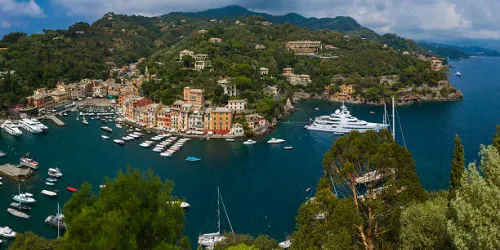 Aerial view of the the Port of Portofino, Italy