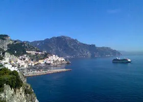 Aerial view of the the Port of Positano, Italy