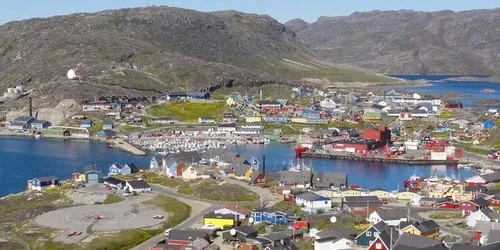 Aerial view of the the Port of Qaqortoq, Greenland