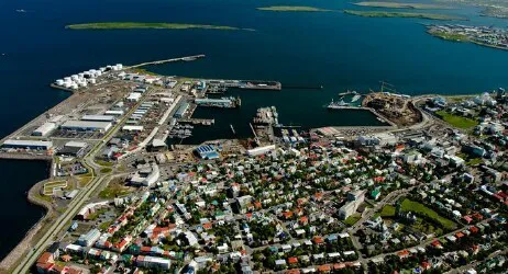 Aerial view of the Port of Reykjavík, Iceland