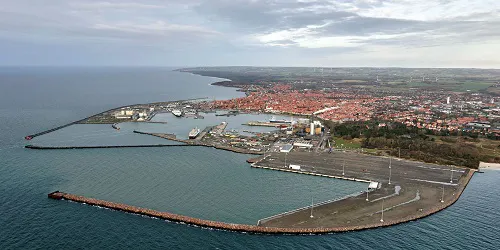 Aerial view of the the Port of Rønne, Bornholm Island, Denmark