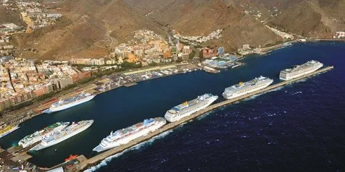 Aerial view of the the Port of Santa Cruz, Tenerife, Canary Islands