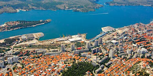 Aerial view of the the Port of Šibenik, Croatia