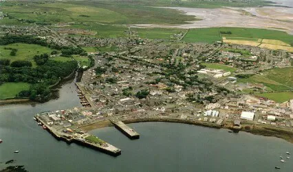 Aerial view of the the Port of Stornoway, Scotland