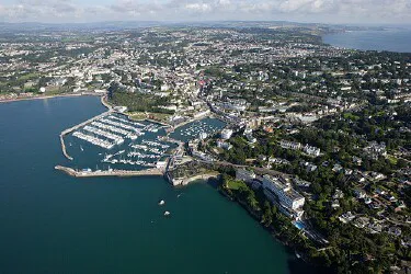 Aerial view of the Port of Torquay, England