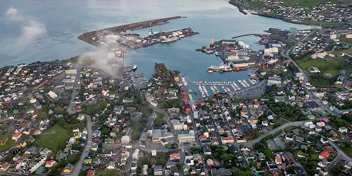 Aerial view of the the Port of Tórshavn, Denmark