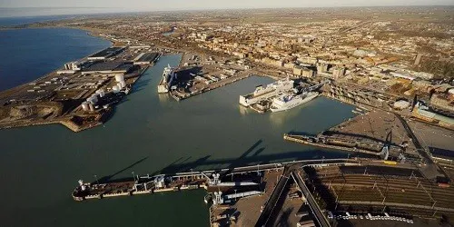 Aerial view of the the Port of Trelleborg, Sweden