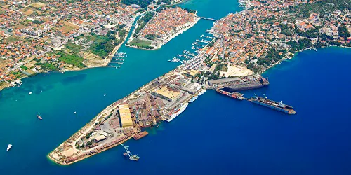 Aerial view of the the Port of Trogir, Croatia
