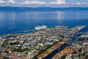 Aerial view of the the Port of Trondheim, Norway