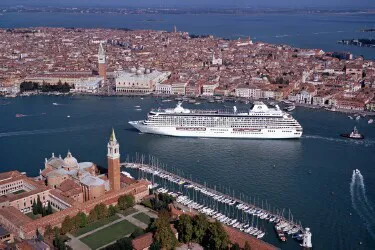 Aerial view of the Port of Venice, Italy