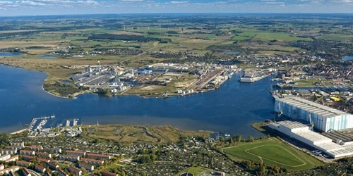 Aerial view of the the Port of Wismar, Germany