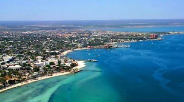 Aerial view of the Port of La Paz, Mexico