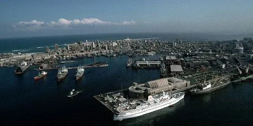 Aerial view of the the Port of Alexandria, Egypt