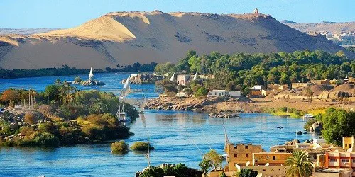 Aerial view of the the Port of Aswan, Egypt