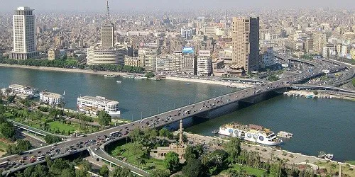 Aerial view of the the Port of Cairo, Egypt