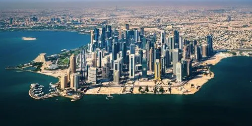 Aerial view of the Port of Doha, Qatar