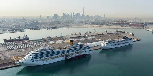 Aerial view of the the Port of Dubai, United Arab Emirates