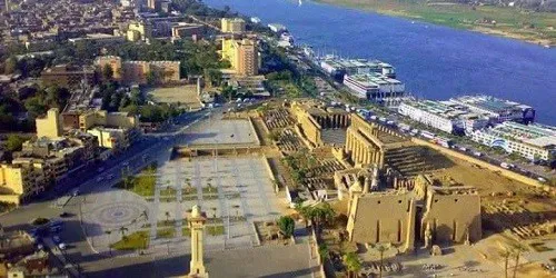 Aerial view of the the Port of Luxor, Egypt
