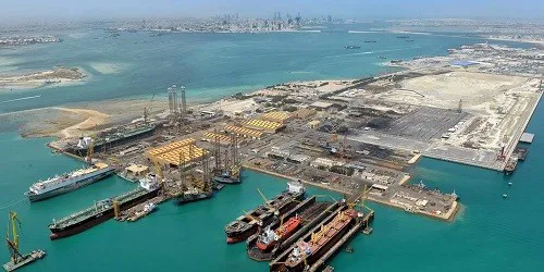 Aerial view of the the Port of Manama, Bahrain