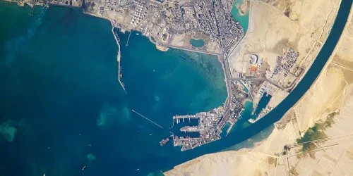 Aerial view of the Port Suez, Egypt