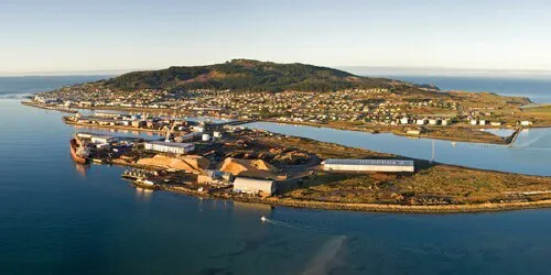Aerial view of the the Port of Bluff, New Zealand