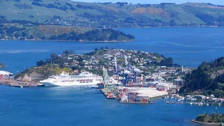 Aerial view of the the Port of Dunedin (Port Chalmers), New Zealand