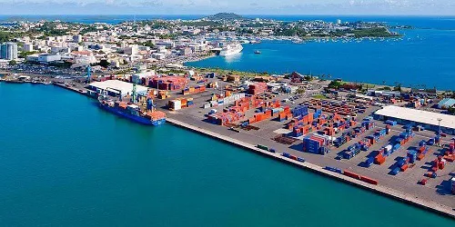 Aerial view of the the Port of Nouméa, New Caledonia
