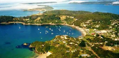 Aerial view of the the Port of Stewart Island, New Zealand