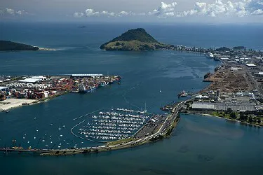 Aerial view of the the Port of Tauranga, New Zealand