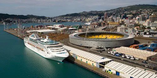 Aerial view of the the Port of Wellington, New Zealand