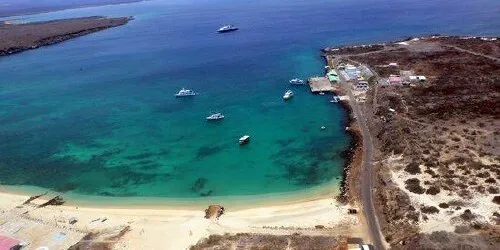 Aerial view of the the Port of Baltra (Galápagos Islands), Ecuador