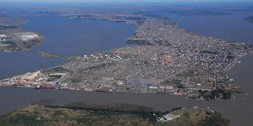 Aerial view of the the Port of Rio Grande, Brazil