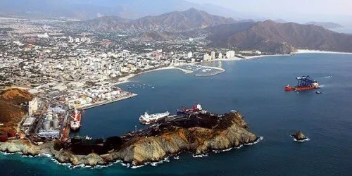 Aerial view of the the Port of Santa Marta, Colombia