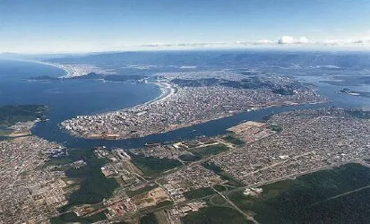 Aerial view of the the Port of São Paulo (Santos), Brazil