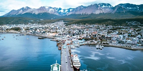 Aerial view of the Port of Ushuaia, Argentina