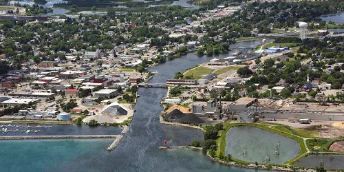 Aerial view of the the Port of Alpena, Michigan