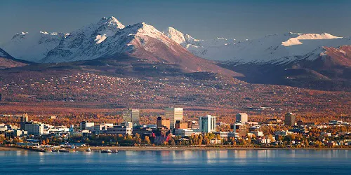 Aerial view of the the Port of Anchorage, Alaska
