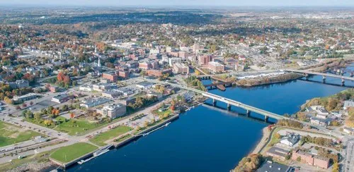 Aerial view of the the Port of Bangor, Maine