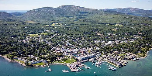 Aerial view of the Port of Bar Harbor, Maine