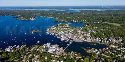 Aerial view of the the Port of Boothbay Harbor, Maine