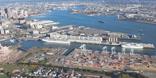 Aerial view of the Port of Boston, Massachusetts