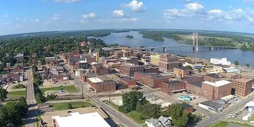 Aerial view of the the Port of Burlington, Iowa